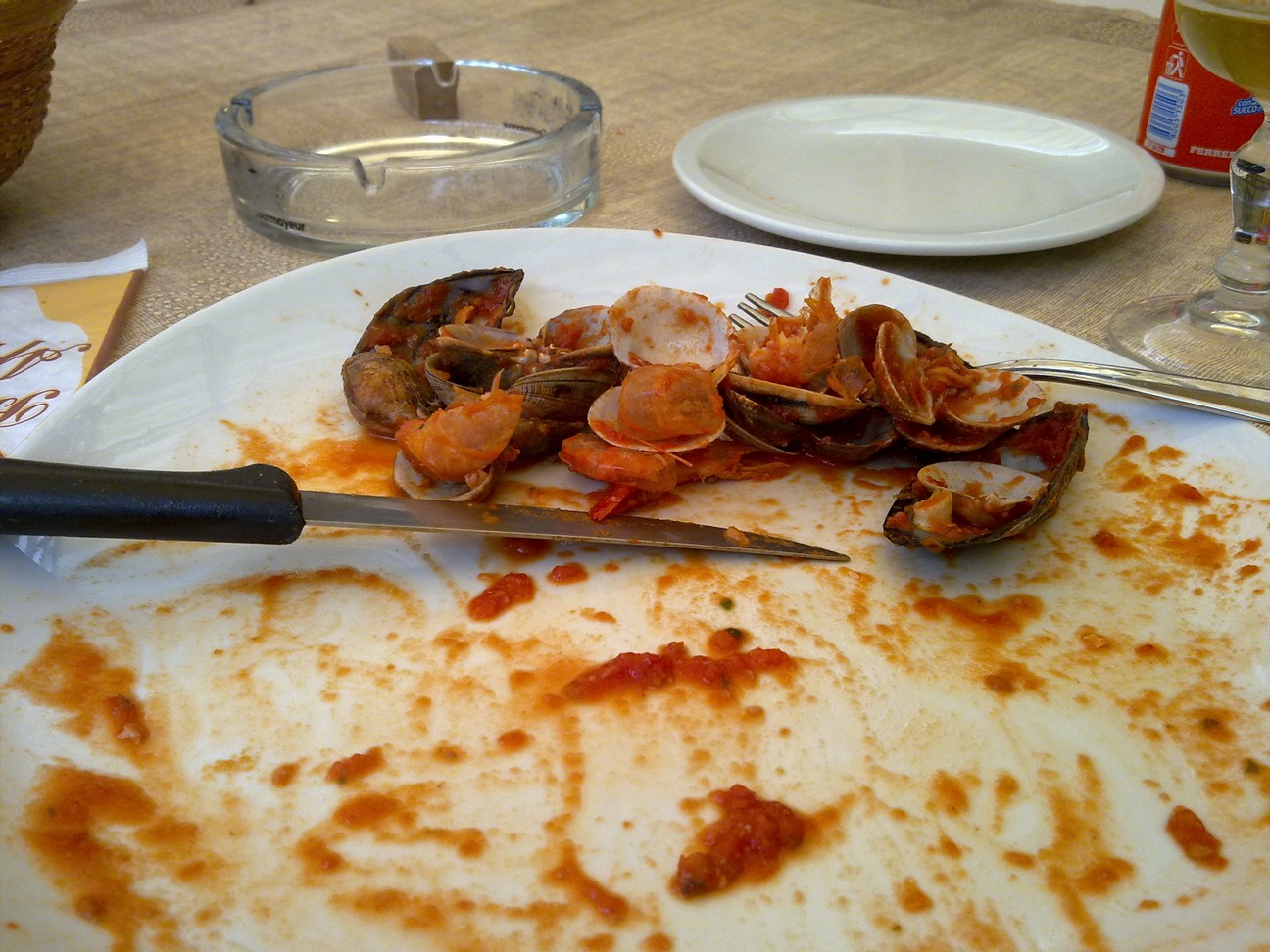 Dat blijft er over na een pasta frutti di mare